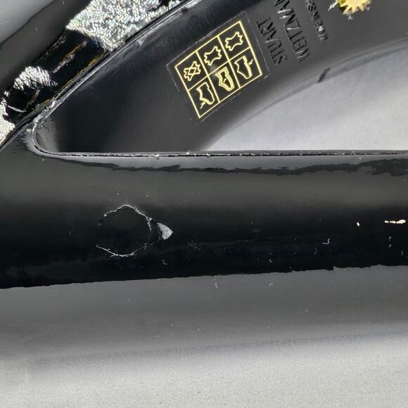 STUART WEITZMAN WOMEN'S VIDA 100 MARY JANE BLACK PATENT LEATHER SHOES – SIZE 7.5 - Picture 6 of 12